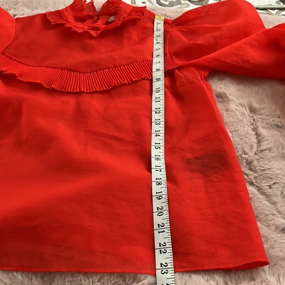 Y2k NWOT H&M RED RUFFLED CREPED LIGHTWEIGHT BLOUSE SIZE M - Picture 11 of 11